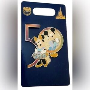 Disney Parks WDW 50th Celebration 2021 Mickey/Minnie Iridescent Trading Pin NEW!